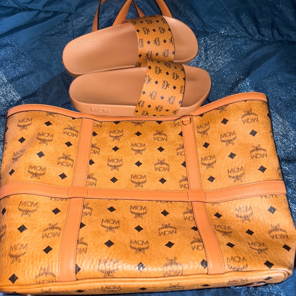 MCM slides & purse
